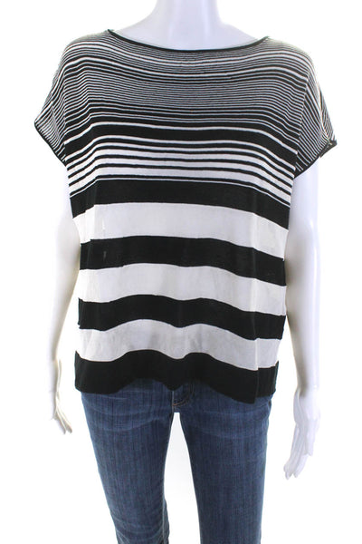 Tandem Womens Striped Pullover Shell Sweater Black White Size 3