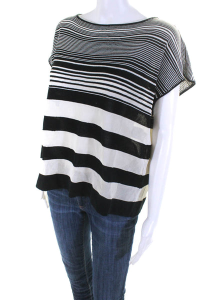 Tandem Womens Striped Pullover Shell Sweater Black White Size 3