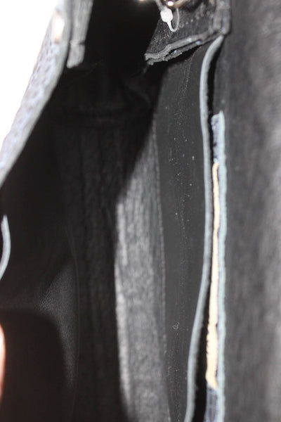 Daniella Lehavi Womens Embossed Leather Crossbody Shoulder Handbag Gray Black