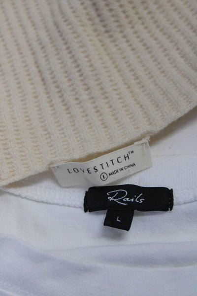Rails Love Stitch Womens Cotton Shirt Thermal Knit Top White Beige Size L Lot 2