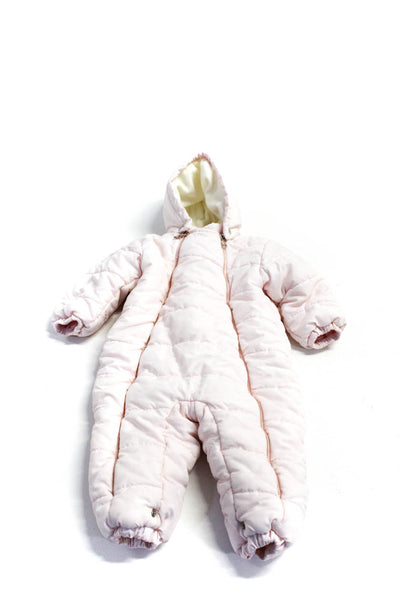 Baby Dior Girls Zipped Quilted Puffer Hooded Long Sleeve Snowsuit Pink Size 18M