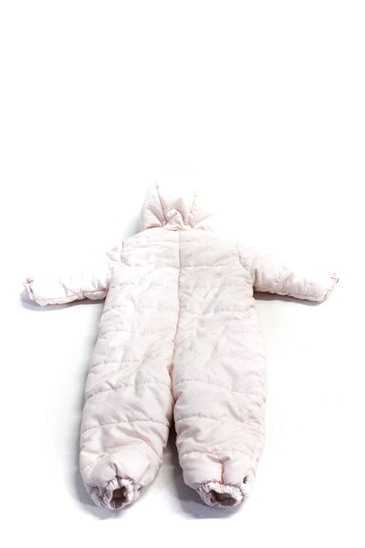 Baby Dior Girls Zipped Quilted Puffer Hooded Long Sleeve Snowsuit Pink Size 18M