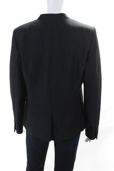 DKNY Womens Buttoned-Up Darted Long Sleeve V-Neck Blazer Blue Size 8