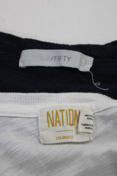 Nation LTD Six/Fifty Womens Tees T-Shirts White Size XS L Lot 2