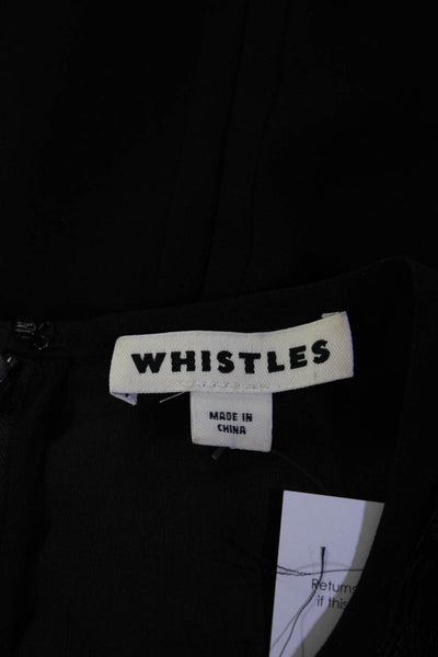 Whistles Womens Back Zip Sleeveless Crew Neck Fringe Sheath Dress Black Size 8