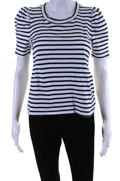 ALC Womens Short Sleeve Striped Top Tee Shirt Black White Size Extra Small