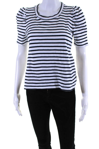 ALC Womens Short Sleeve Striped Top Tee Shirt Black White Size Extra Small