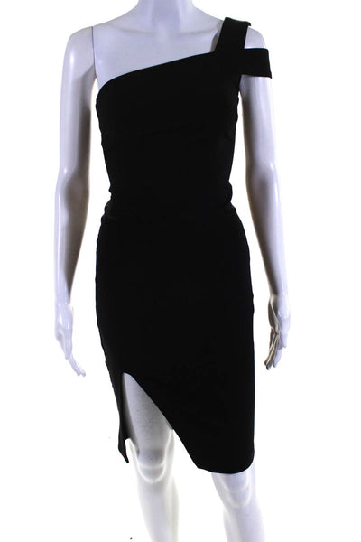Likely Women's One Shoulder Slit Hem Bodycon Mini Dress Black Size 00