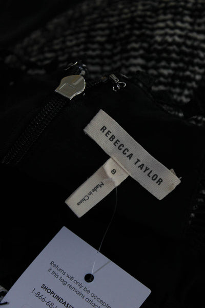 Rebecca Taylor Womens Cotton Striped Cut Out Cap Sleeve Dress Black Size 8