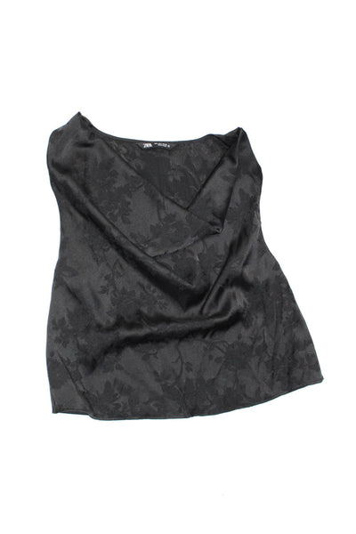 Zara Women's Floral Print Cowl Neck Blouse Black Size L M S, Lot 3