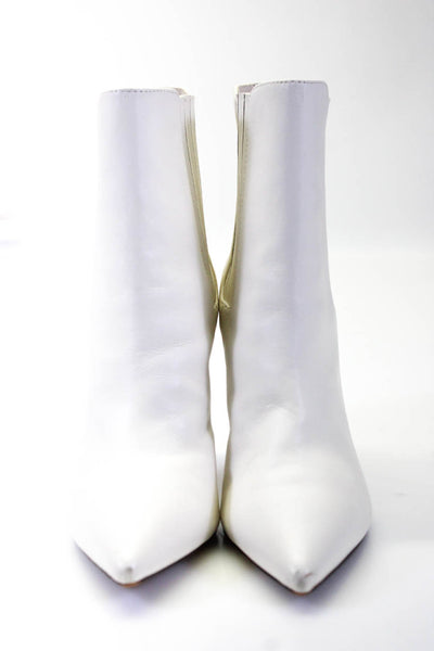 Saks Fifth Avenue Women's Leather Pointed Stiletto Ankle Boots White Size 8.5