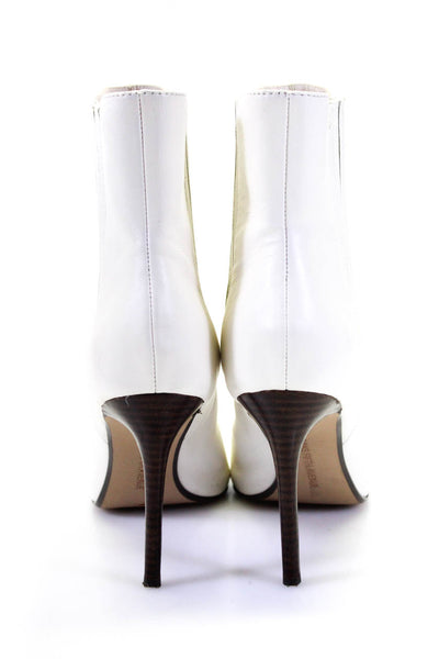 Saks Fifth Avenue Women's Leather Pointed Stiletto Ankle Boots White Size 8.5