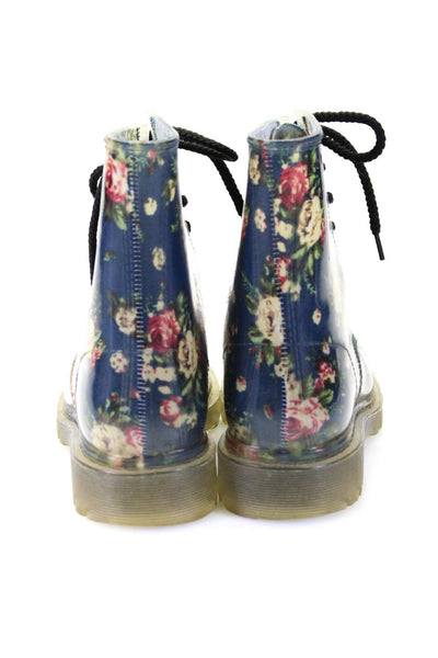 Dirty laundry Women's Floral Print Lace Up Ankle Boots Blue/Clear Size 8
