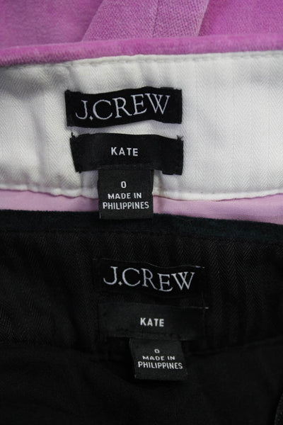 J Crew Women's Kate Straight Leg Velvet Stretch Pants Pink Blue Size 0 Lot 2