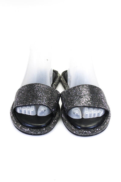 Schutz Womens Jeweled Slide On Sandals Silver Size 7.5 B