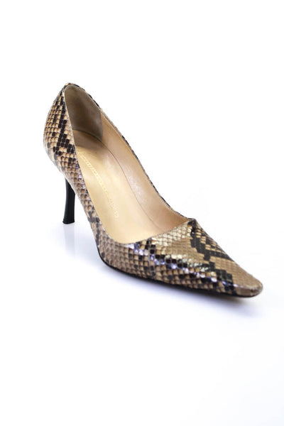 Giuseppe Zanotti Design Women's Snakeskin Print Pointed Heels Brown Size 7.5