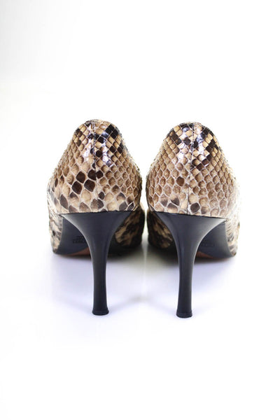 Giuseppe Zanotti Design Women's Snakeskin Print Pointed Heels Brown Size 7.5