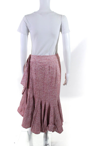 Petersyn Women's Asymmetrical Cotton Floral Maxi Skirt Size M