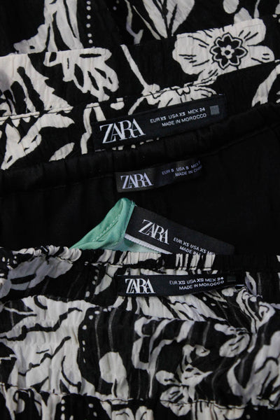 Zara Womens Satin Pajama Pants Slip Dress Outfit Black Green Size S XS Lot 3