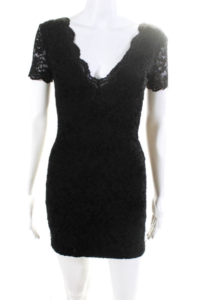 Kimchi Blue Womens V Neck Stretch Lace Mini Sheath Dress Black Size Small