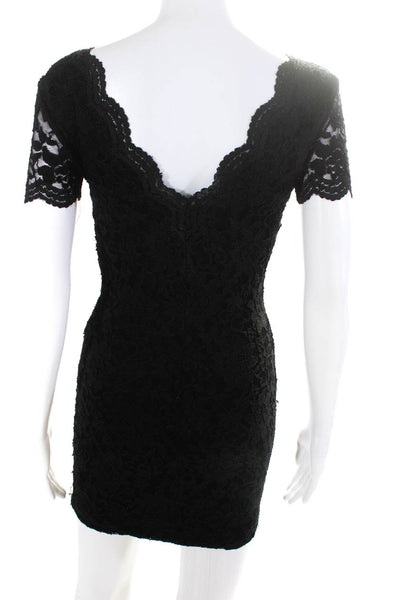 Kimchi Blue Womens V Neck Stretch Lace Mini Sheath Dress Black Size Small