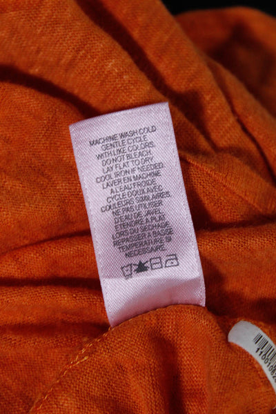 Calypso Saint Barth Womens V Neck Knit Midi Tank Dress Orange Linen Size Small