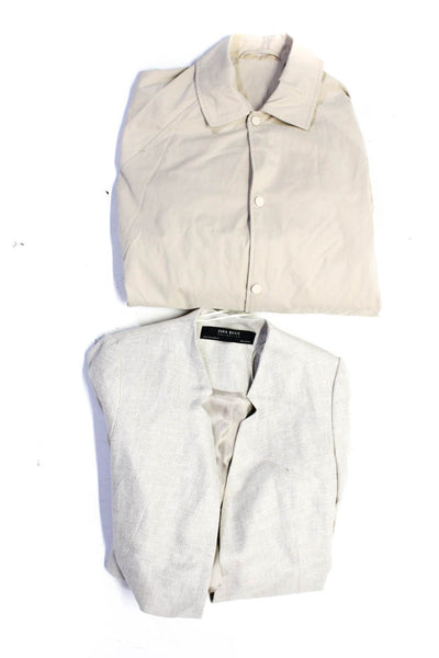 Zara Womens Collared Blazer Jackets Brown White Size XS Small Lot 2