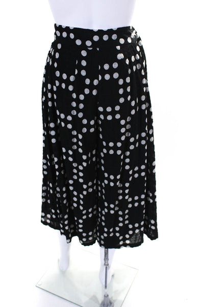 Eva Franco Womens High Rise Wide Leg Polka Dot Cropped Pants Black White Size 0