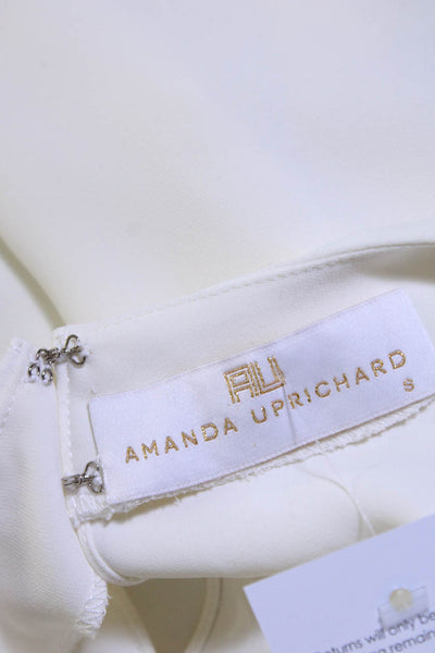 Amanda Uprichard Womens Crepe Key Hole Long Sleeve Blouse Top White Size S