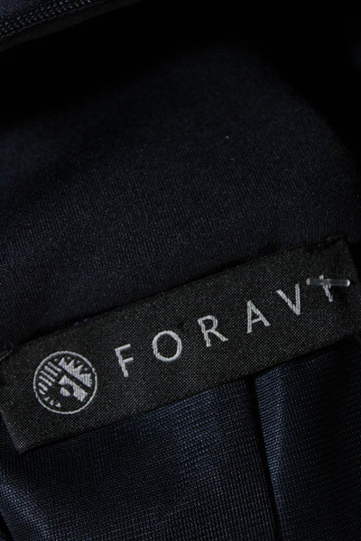 Forvani Womens Back Zipped Sleeveless Folded Collar Blouse Top Navy Size S