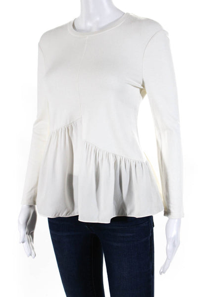 Rebecca Taylor Womens Wool Long Sleeve Pullover Flared Blouse Top Ivory Size XS