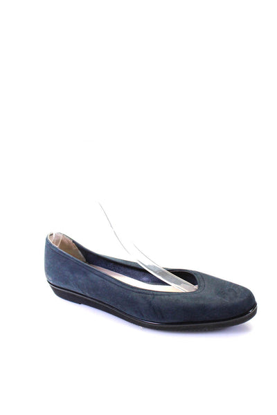 Salvatore Ferragamo Boutique Womens Suede Almond Toe Flats Navy Blue Size 8.5US