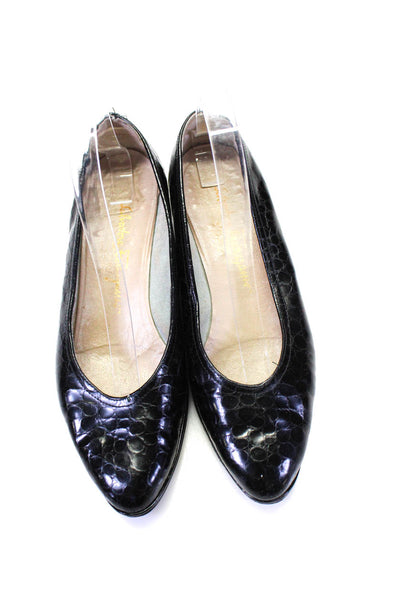Salvatore Ferragamo Boutique Womens Leather Textured Wedge Pumps Black Size 8.5