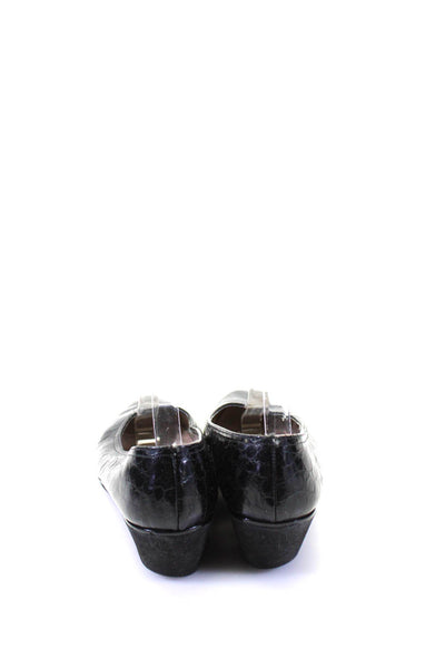 Salvatore Ferragamo Boutique Womens Leather Textured Wedge Pumps Black Size 8.5