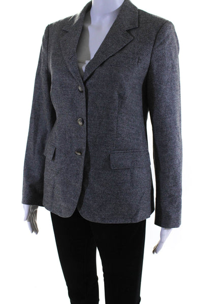 Luciano Barbera Womens Button Down Blazer Jacket Gray Wool Size EUR 44