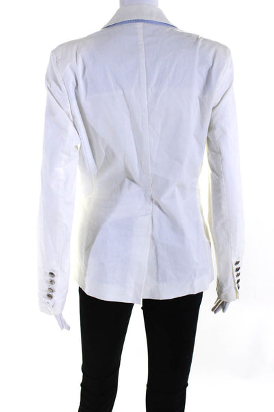 Saint James Womens Three Button Light Blazer Jacket White Cotton Size 8