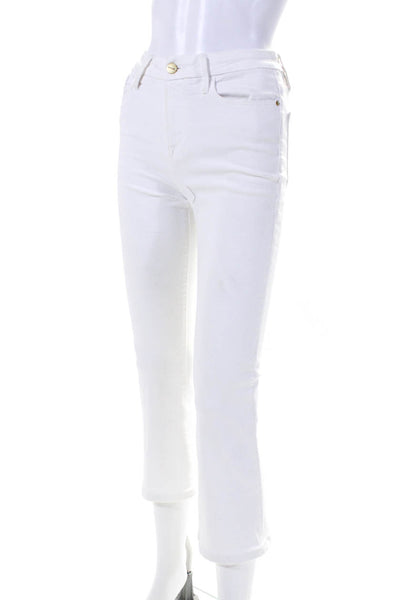 Frame Womens White Mid-Rise Crop Mini Bootcut Leg Jeans Size 25