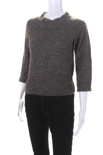 Etoile Isabel Marant Womens Brown Alpaca Crew Neck Pullover Sweater Top Size 34