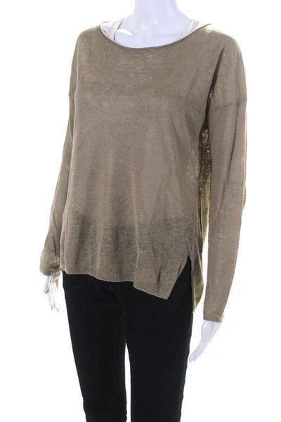 Vince Women's Round Neck Long Sleeves Pullover Sweater Brown Size XS