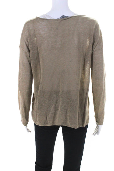 Vince Women's Round Neck Long Sleeves Pullover Sweater Brown Size XS
