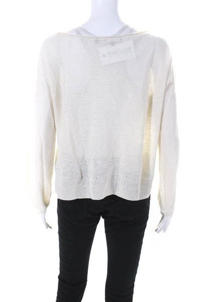 Vince Women's Round Neck Long Sleeves Pullover Sweater Cream Size S