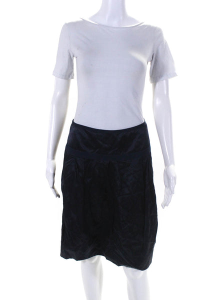 Lida Baday Women's Zip Closure A-Line Midi Skirt Navy Blue Size 6