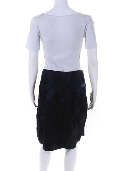 Lida Baday Women's Zip Closure A-Line Midi Skirt Navy Blue Size 6