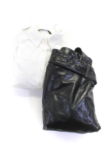 Zara Womens Shirt Dress Faux Leather Belted Midi Skirt Size Small Medium Lot 2