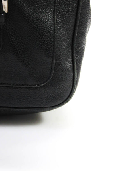 Longchamp Paris Womens Leather Buckle Magnetic Flap Shoulder Bag Black Medium