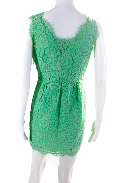 Joie Womens Sleeveless Scoop Neck Lace Overlay Shift Dress Green Size Small