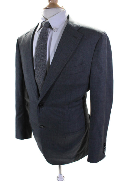 Isaia Napoli Mens Two Button Notched Lapel Blazer Jacket Gray Wool Size 40R