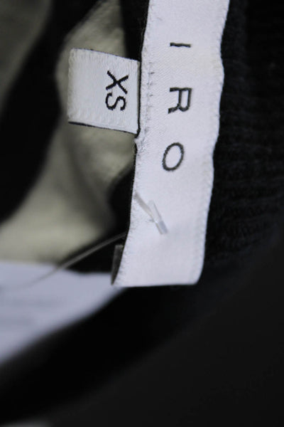 IRO Womens Jersey Striped Print Cut Out Crewneck Jainspe Top White Black Size XS