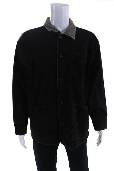 Pierre Balmain Vintage Mens Denim Button Down Jacket Black Cotton Size Large