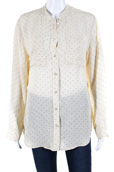 Equipment Femme Round Neck Long Sleeves Button Up Polka Dot Shirt Size S